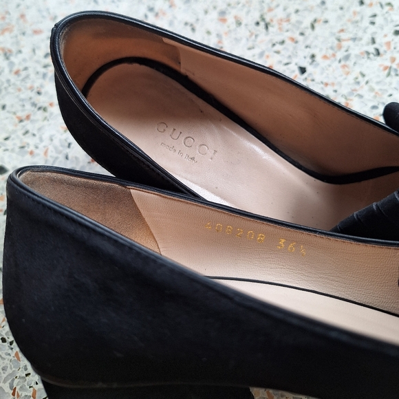 Gucci Marmont Suede Fringe GG Logo‎ Loafer Pumps - Picture 9 of 17